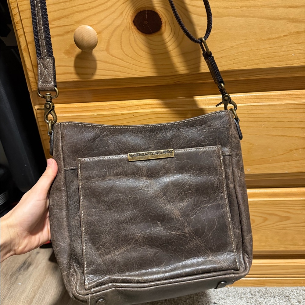 Dark Brown Leather Crossbody with Interior Zip Pocket